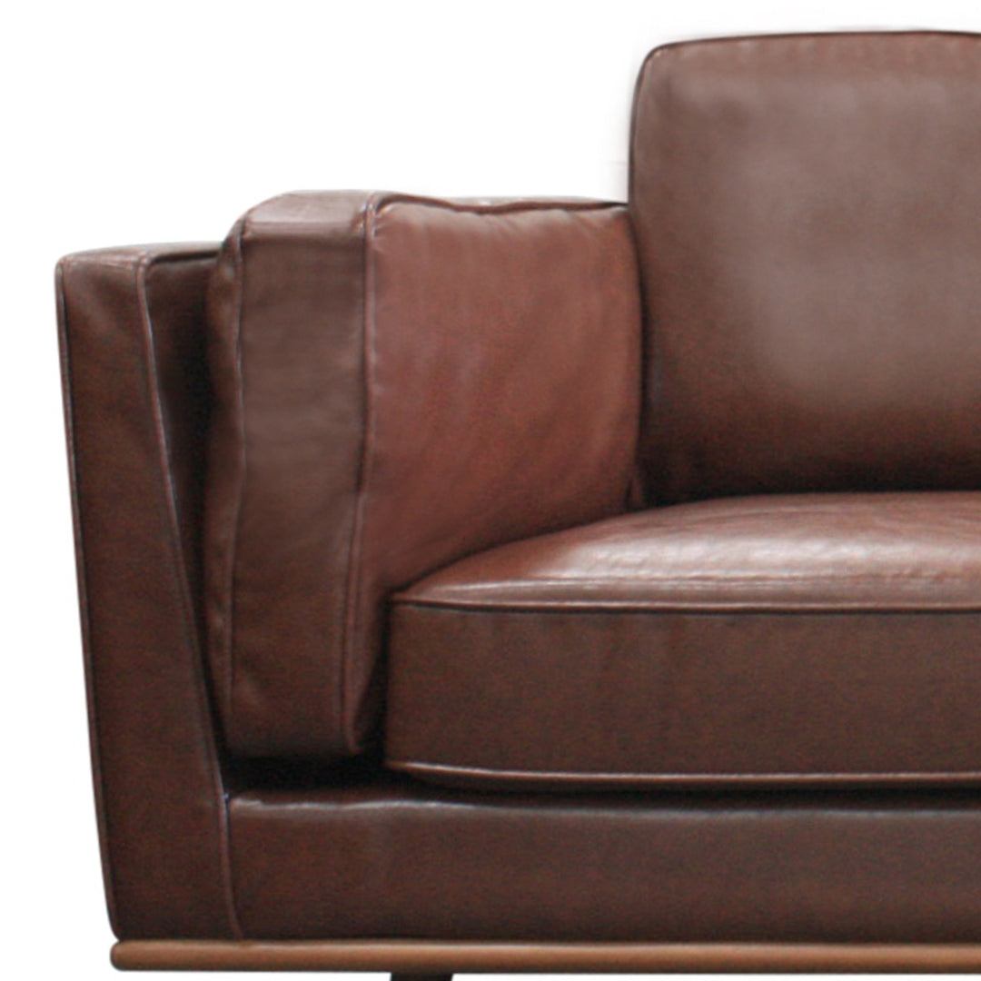 Brown Faux Sofa Lounge Set - 3 Seater with Wooden Frame