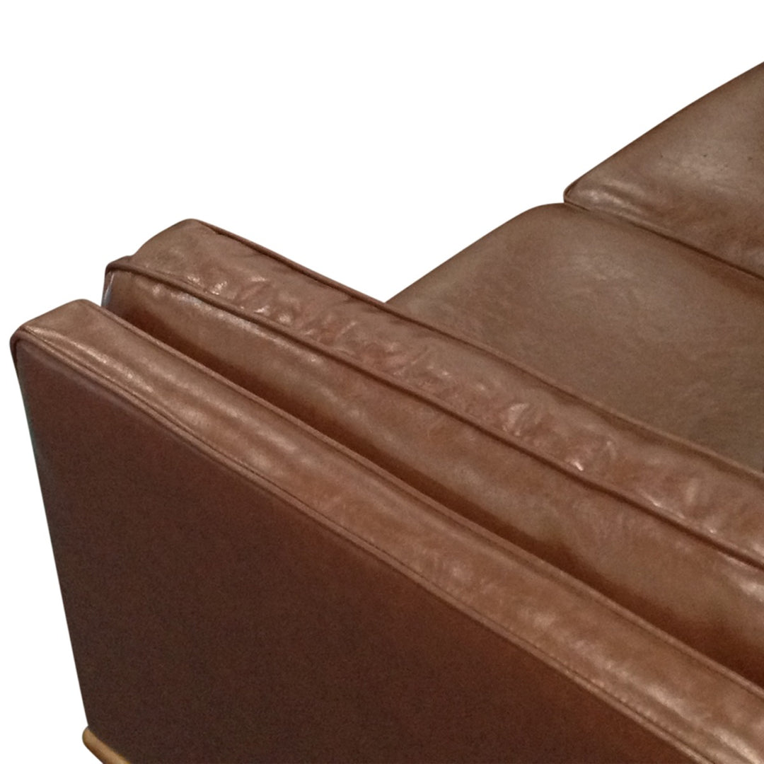 Brown Faux Sofa Lounge Set - 3 Seater with Wooden Frame