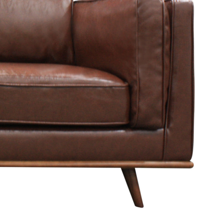 Brown Faux Sofa Lounge Set - 3 Seater with Wooden Frame