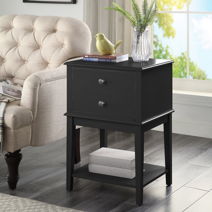 Chloe 2 Drawer Storage Bedside Table Night Stand Black