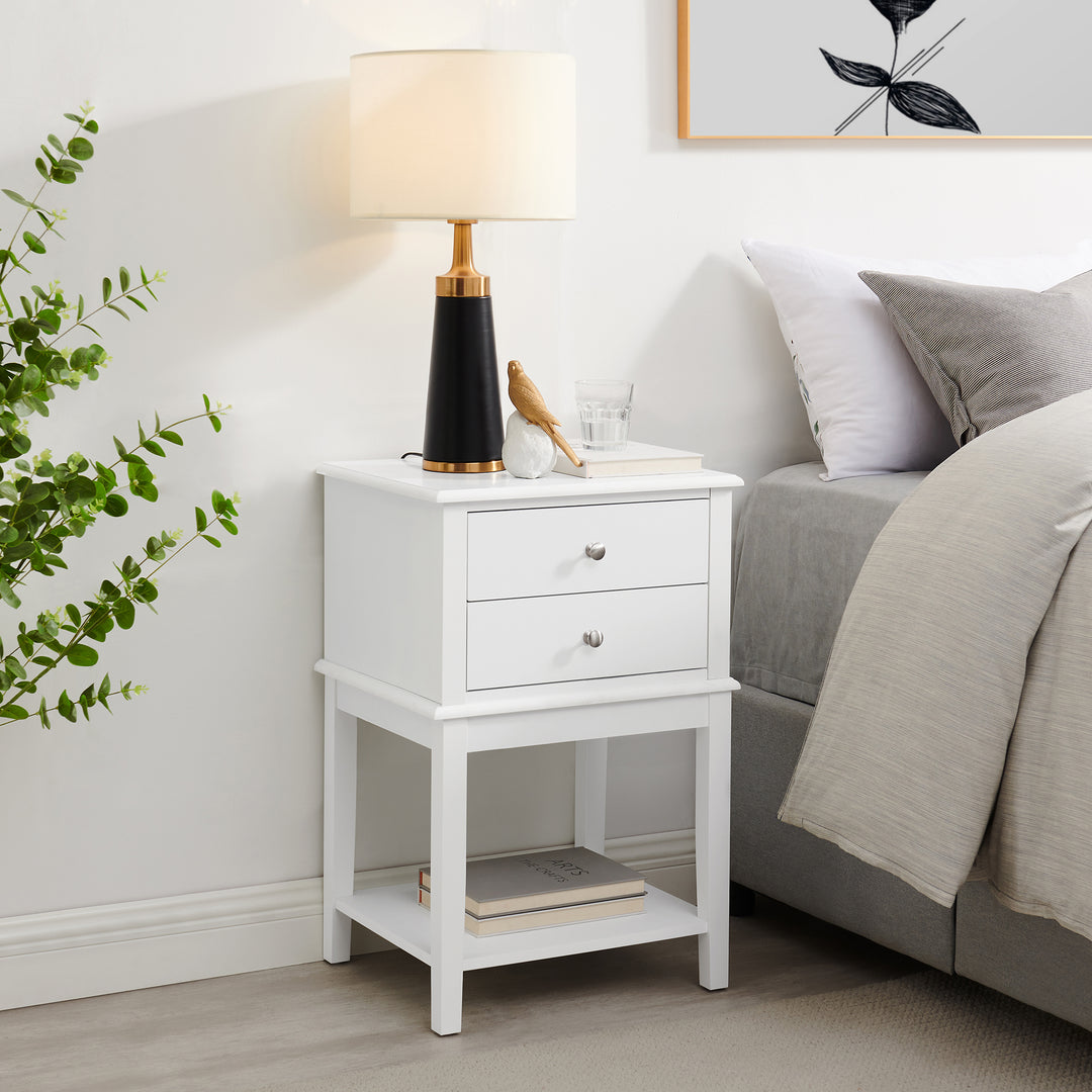 Chloe 2 Drawer Storage Bedside Table White