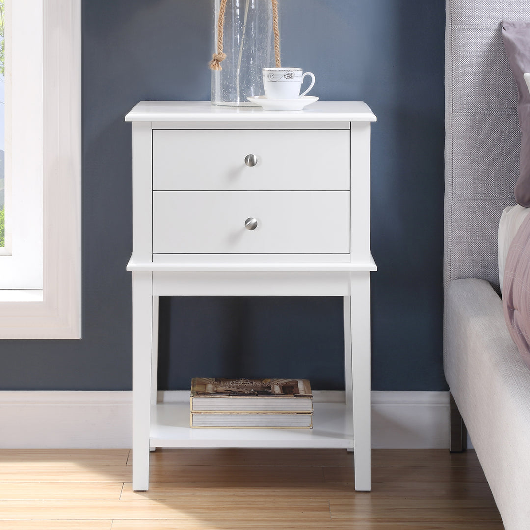 Chloe 2 Drawer Storage Bedside Table White