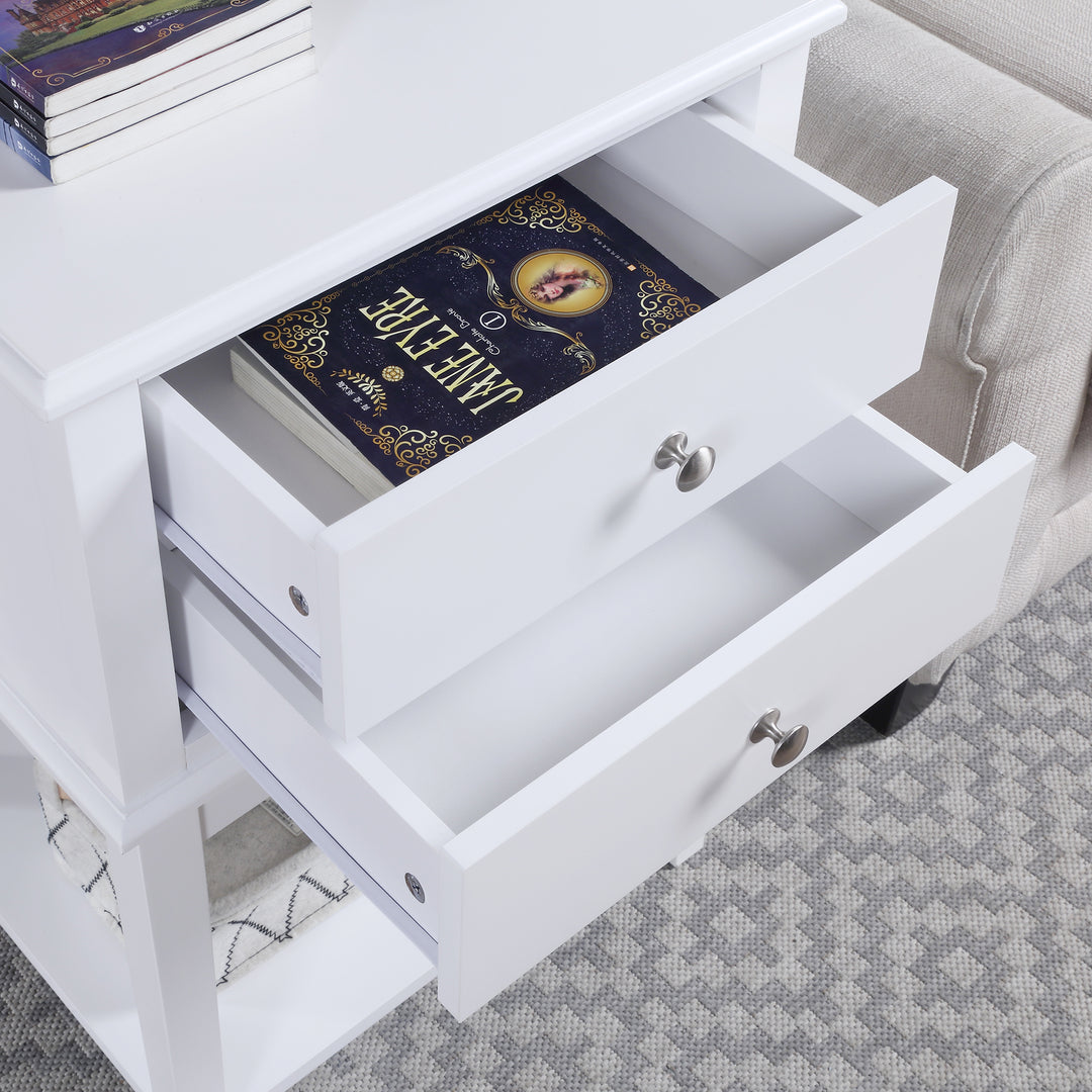 Chloe 2 Drawer Storage Bedside Table White