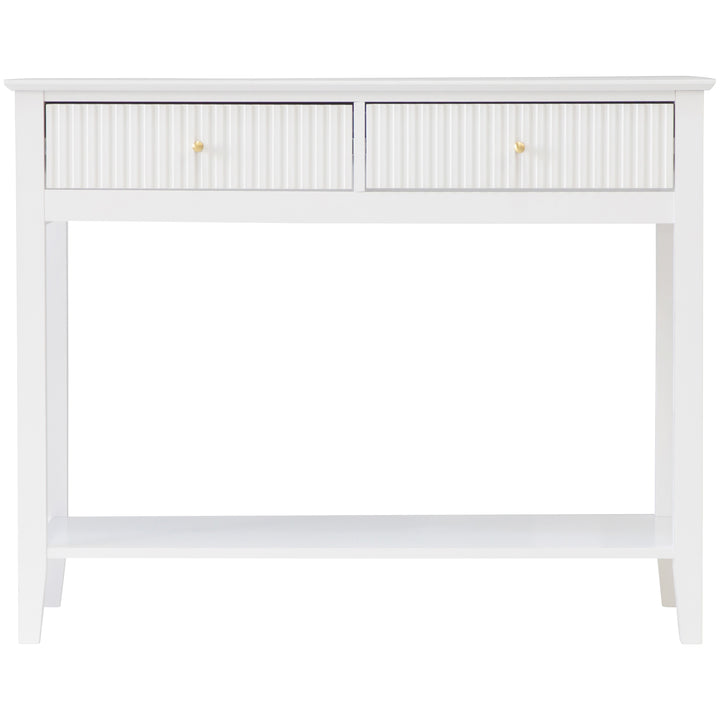 Zara Fluted 2 drawer console table - White