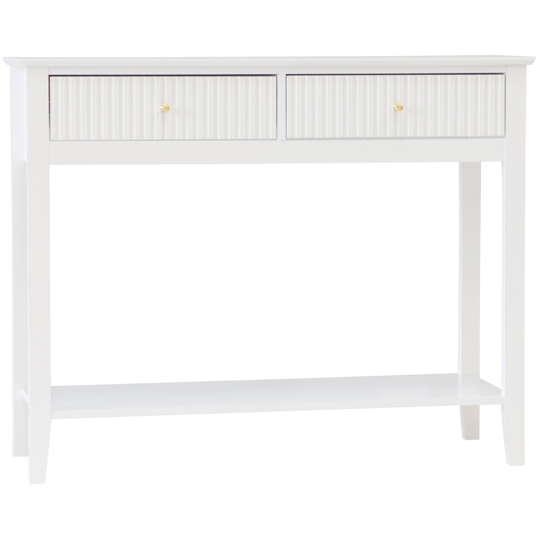 Zara Fluted 2 drawer console table - White