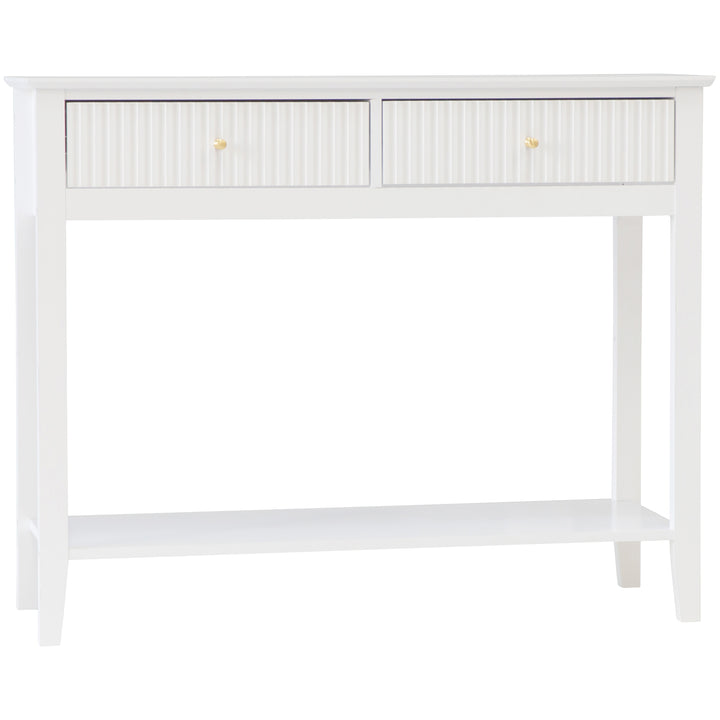 Zara Fluted 2 drawer console table - White