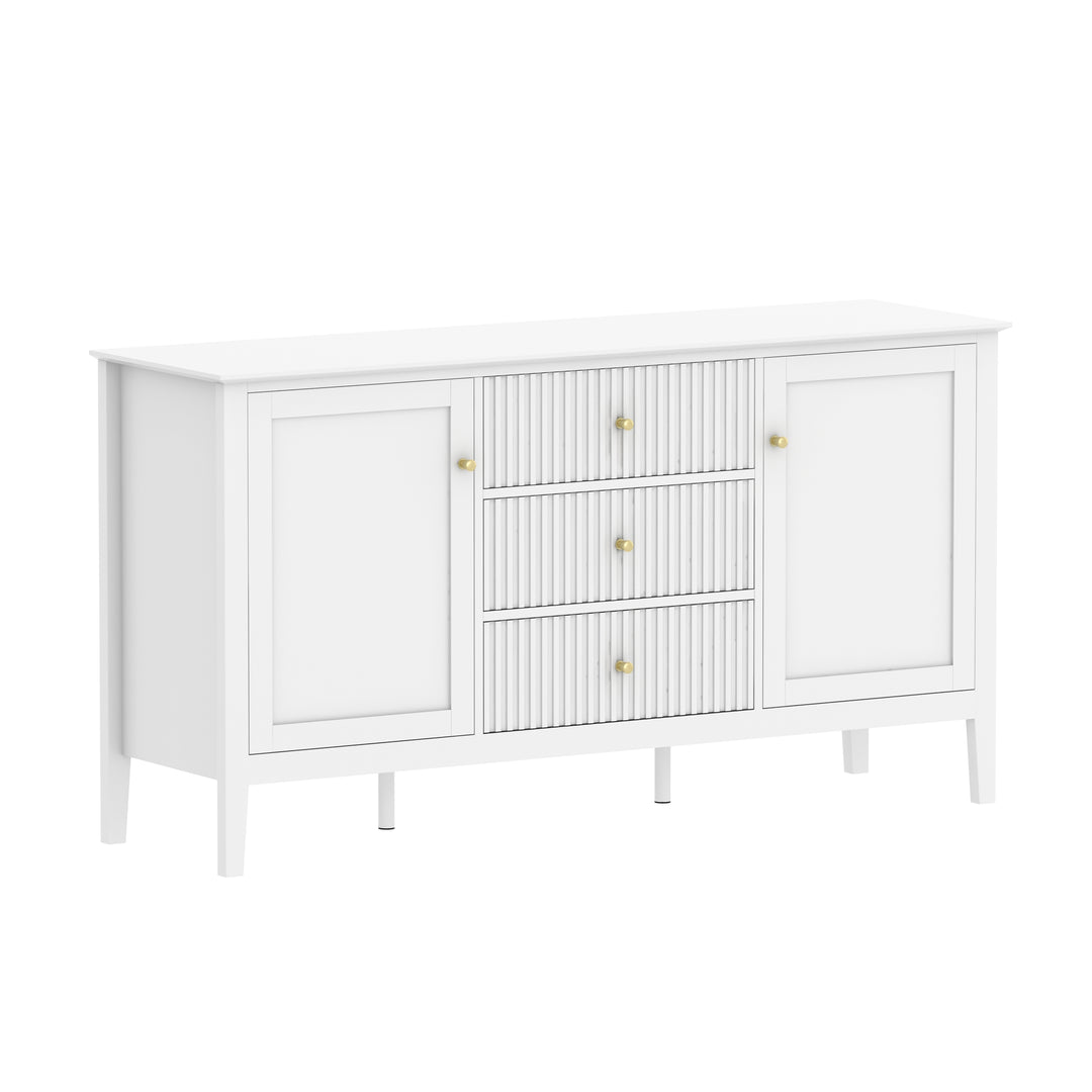 Zara Fluted 3 Drawer 2 Door Buffet - White