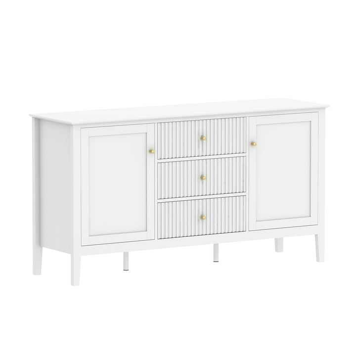 Zara Fluted 3 Drawer 2 Door Buffet - White