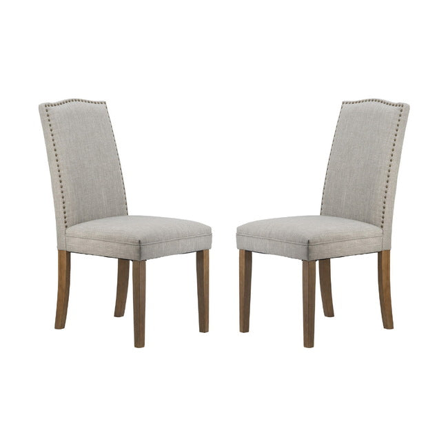 Studded Smoky Grey Armless Dining Chairs Set of 2