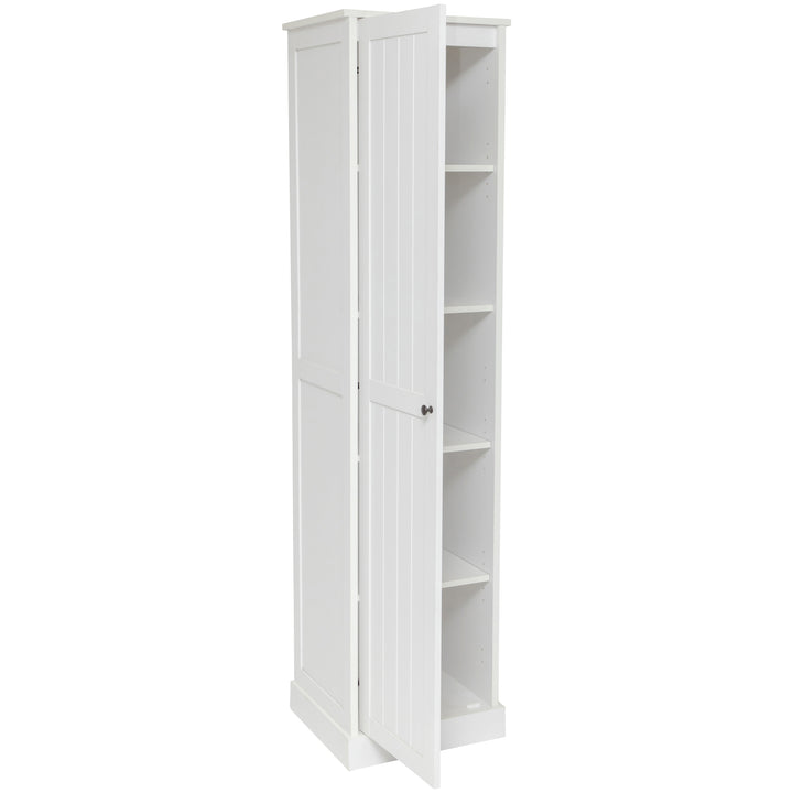 Hamptons 1 Door 5 Tier Shelf Multipurpose Cupboard White