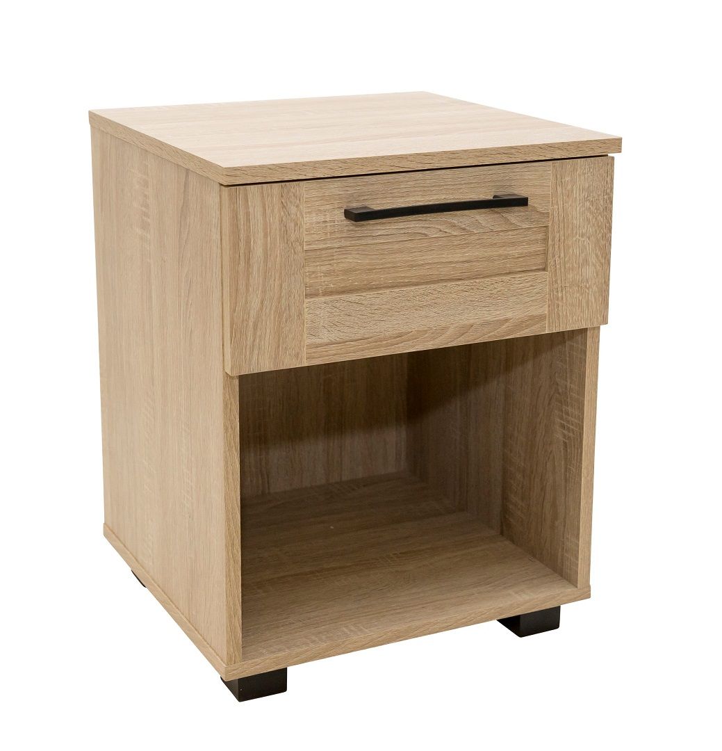 Montreal Bedside Table with 1 Drawer - Light Sonoma Oak