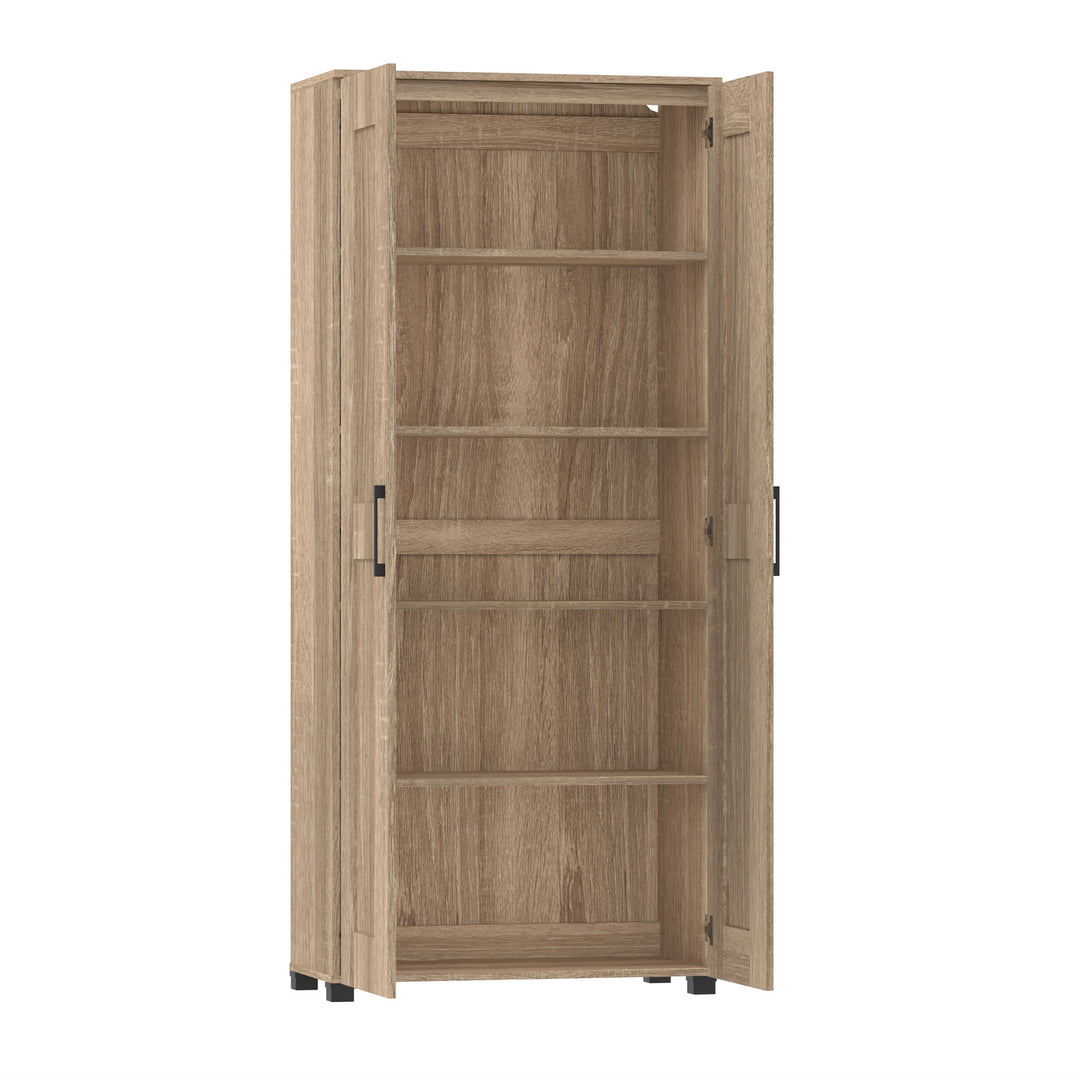 Montreal 2 Door Multi Shelves Storage Tall Cupboard - Light Sonoma Oak