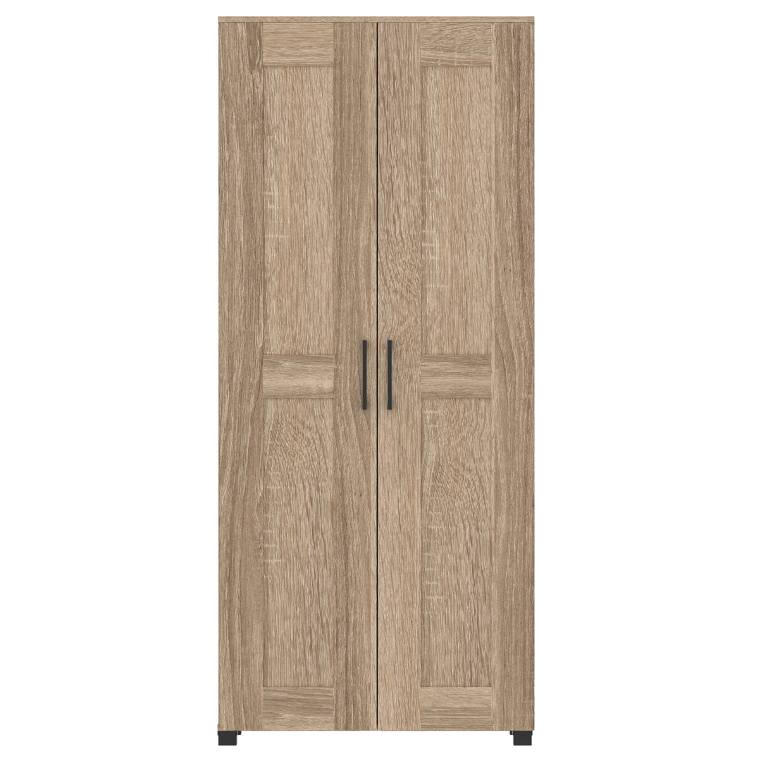 Montreal 2 Door Multi Shelves Storage Tall Cupboard - Light Sonoma Oak