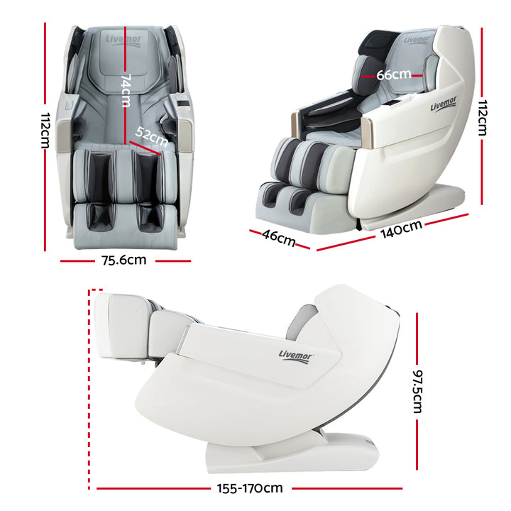 Livemor Massage Chair Electric Recliner Massager White Varitas