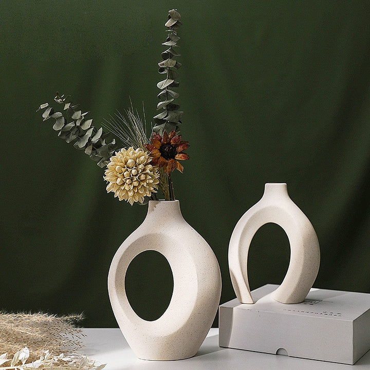 Nordic Ceramic Embrace Vases for Pampas Grass Dried Flower Set of 2