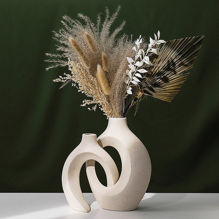 Nordic Ceramic Embrace Vases for Pampas Grass Dried Flower Set of 2