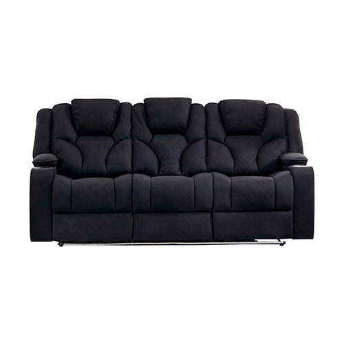 Black Rhino Fabric Electric Recliner Lounge Armchair - 3+2 Seater with LED Features