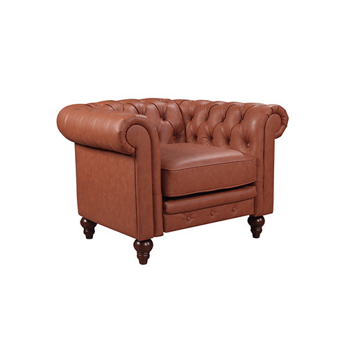 Chesterfield Elegance: 3+2+1 Seater Button Tufted Faux Leather Sofa Brown