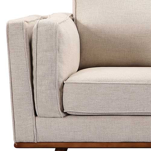 Beige Fabric 3+2+1 Seater Sofa Lounge Set with Wooden Frame
