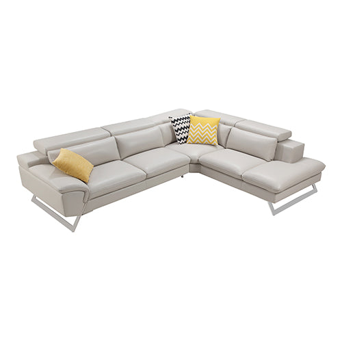 Cream Leatherette Corner Sofa Couch - 5 Seater Lounge with Chaise