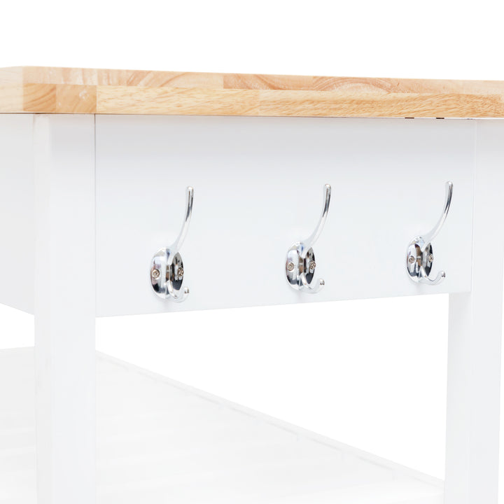 Stylish and Practical Kitchen Island Trolley with Open Shelves in White