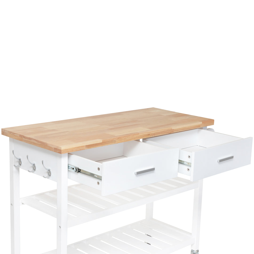 Stylish and Practical Kitchen Island Trolley with Open Shelves in White