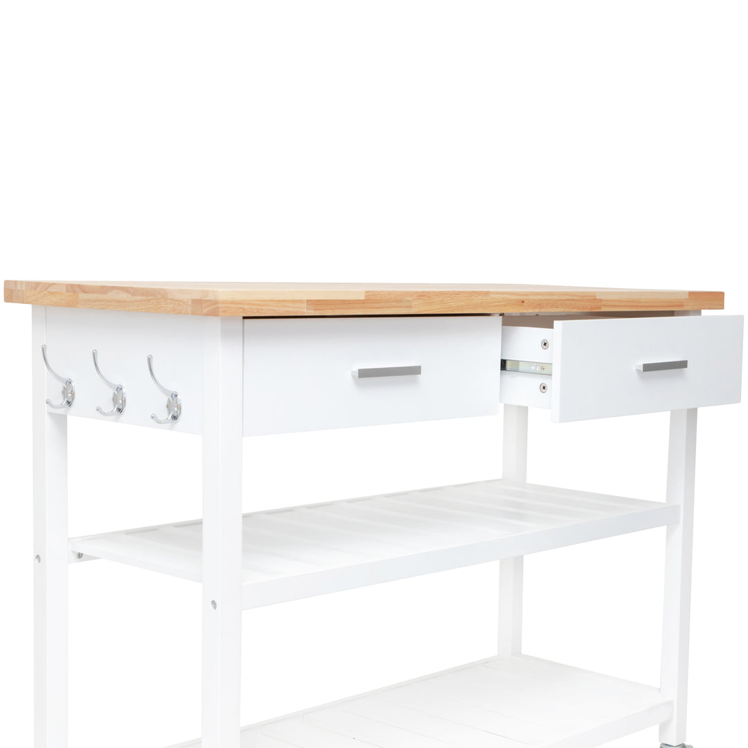 Stylish and Practical Kitchen Island Trolley with Open Shelves in White