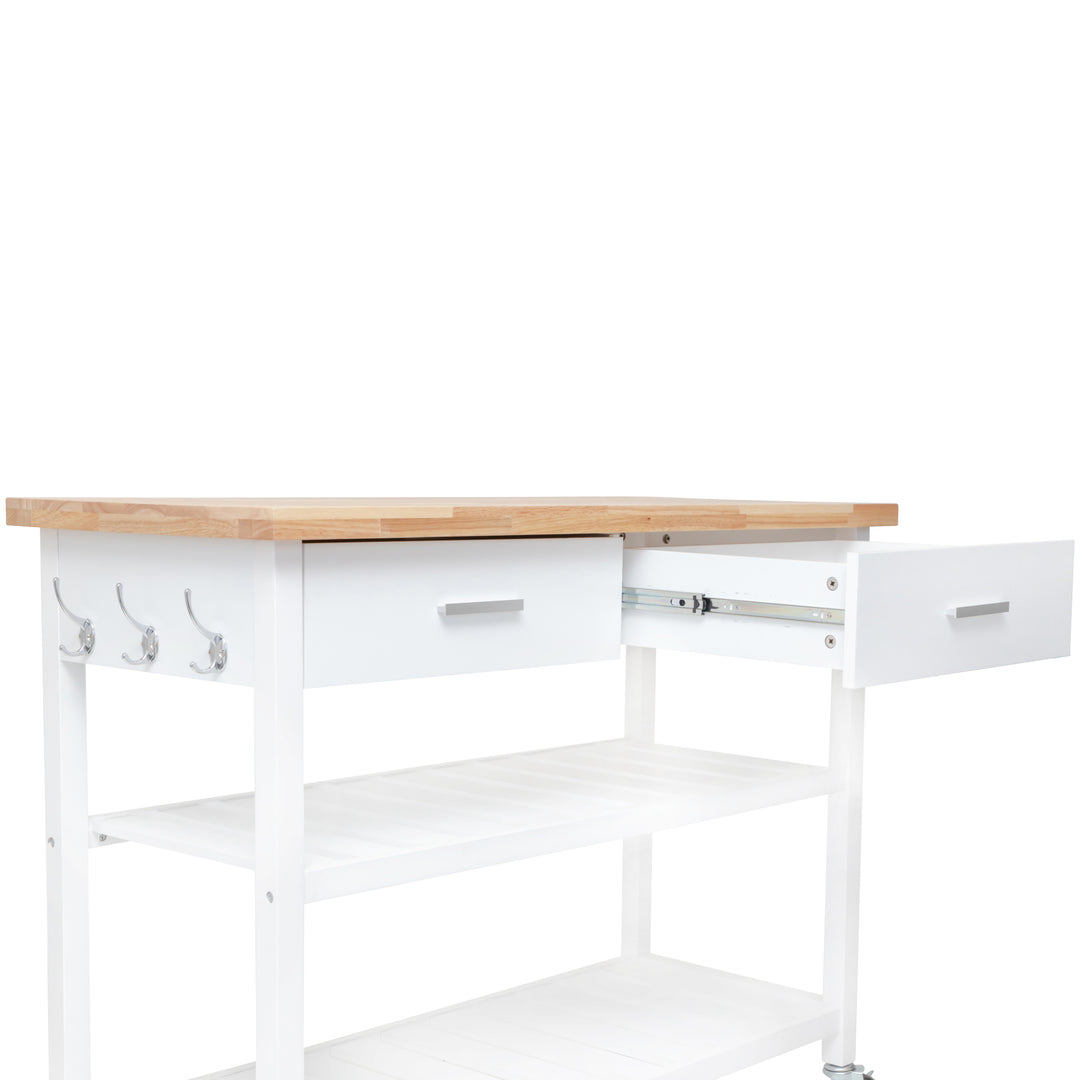 Stylish and Practical Kitchen Island Trolley with Open Shelves in White