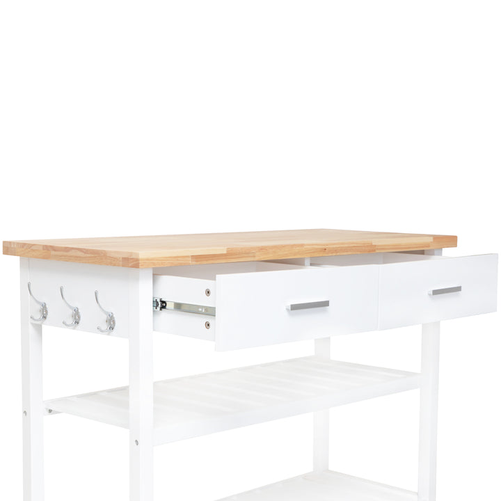 Stylish and Practical Kitchen Island Trolley with Open Shelves in White