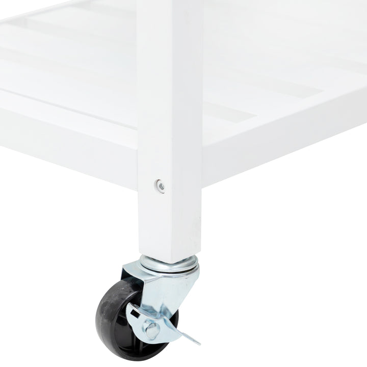 Stylish and Practical Kitchen Island Trolley with Open Shelves in White