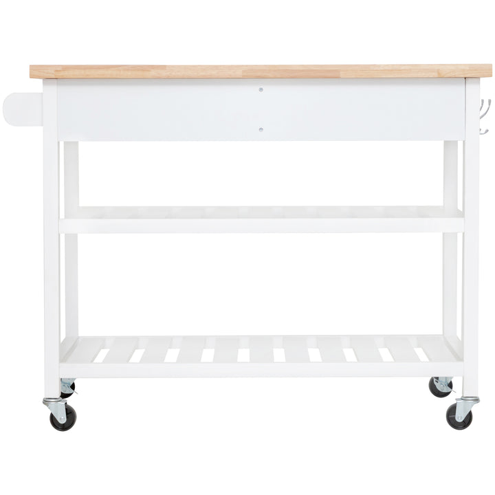 Stylish and Practical Kitchen Island Trolley with Open Shelves in White