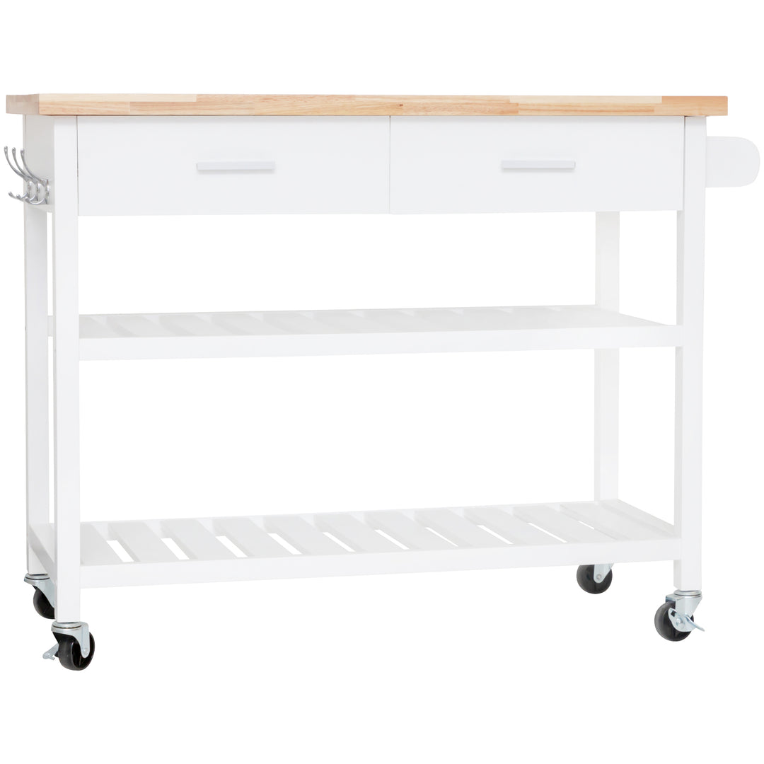 Stylish and Practical Kitchen Island Trolley with Open Shelves in White