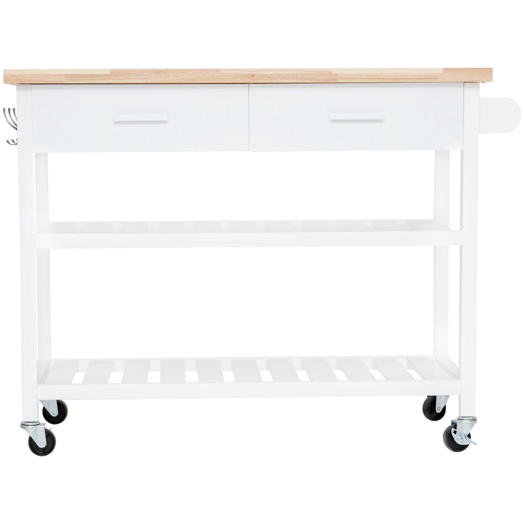 Stylish and Practical Kitchen Island Trolley with Open Shelves in White