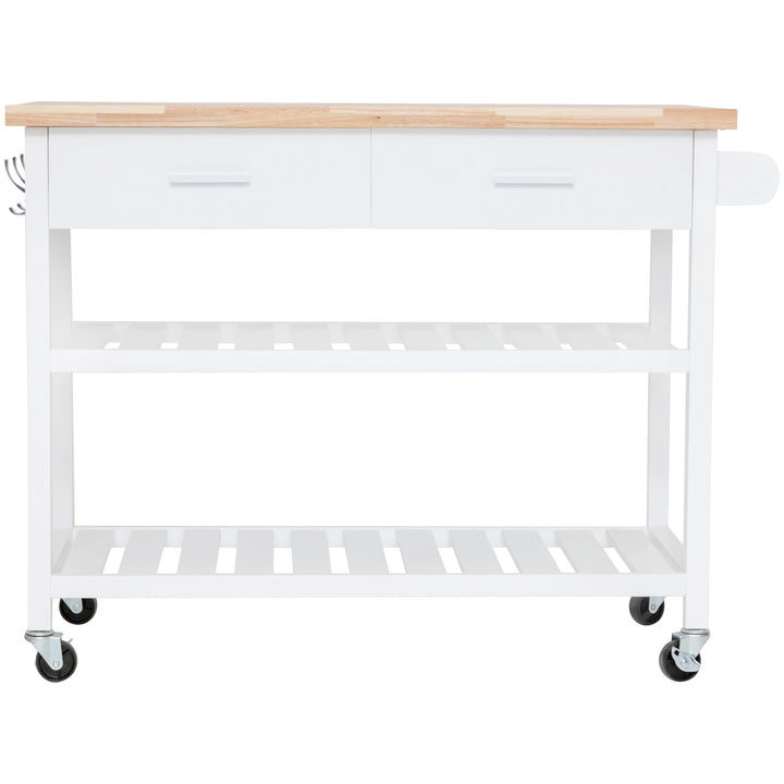 Stylish and Practical Kitchen Island Trolley with Open Shelves in White