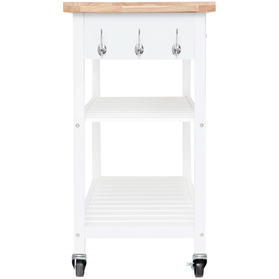 Stylish and Practical Kitchen Island Trolley with Open Shelves in White