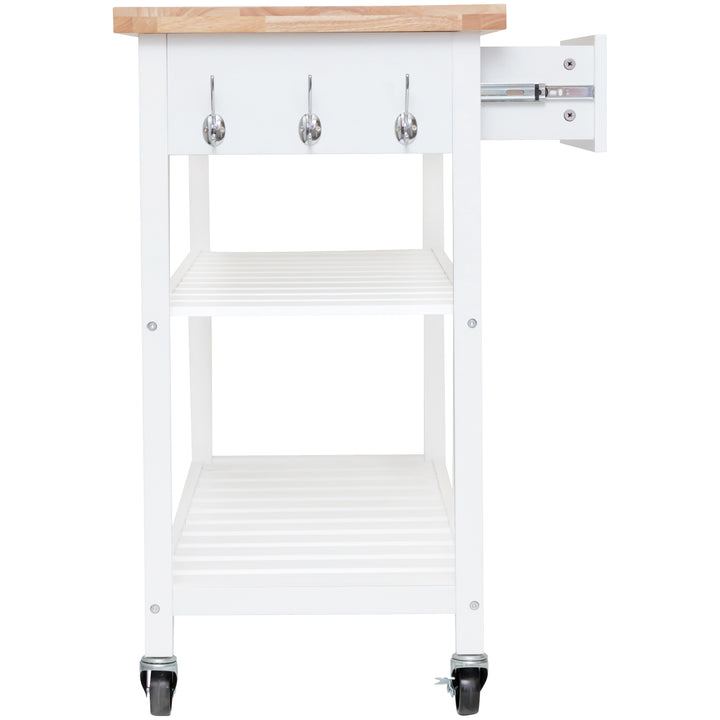 Stylish and Practical Kitchen Island Trolley with Open Shelves in White