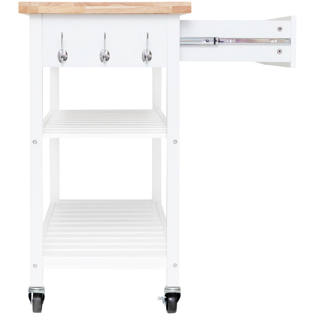 Stylish and Practical Kitchen Island Trolley with Open Shelves in White