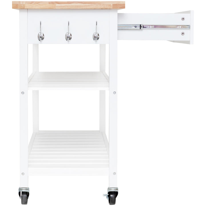 Stylish and Practical Kitchen Island Trolley with Open Shelves in White