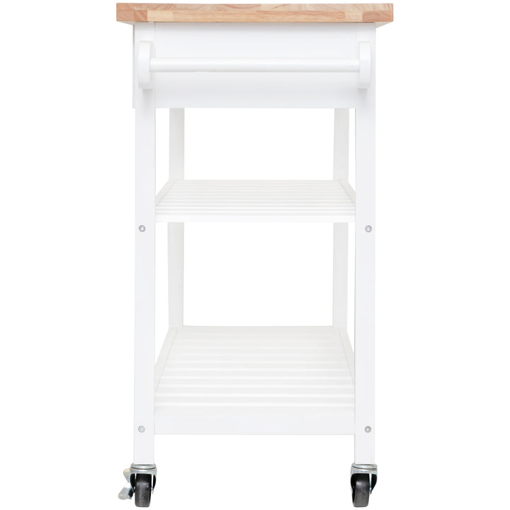 Stylish and Practical Kitchen Island Trolley with Open Shelves in White