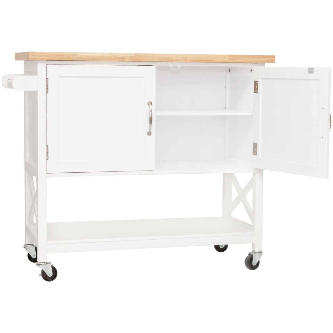 Hamptons Kitchen Island with Solid Wood Top White