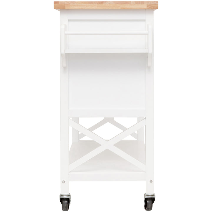 Hamptons Kitchen Island with Solid Wood Top White