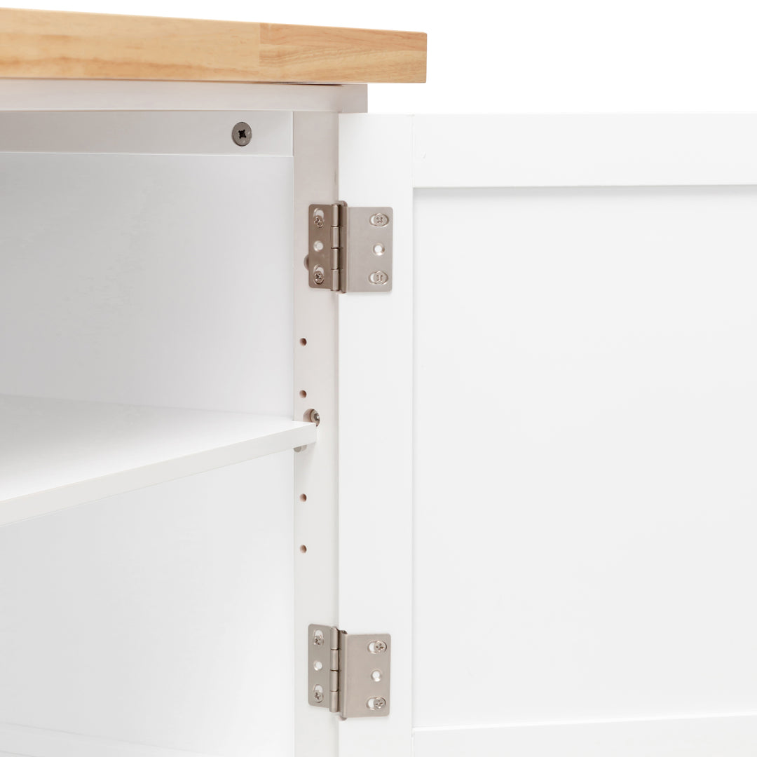 Hamptons Kitchen Island with Solid Wood Top White