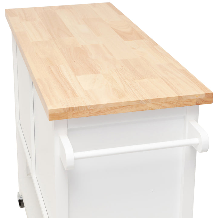 Hamptons Kitchen Island with Solid Wood Top White