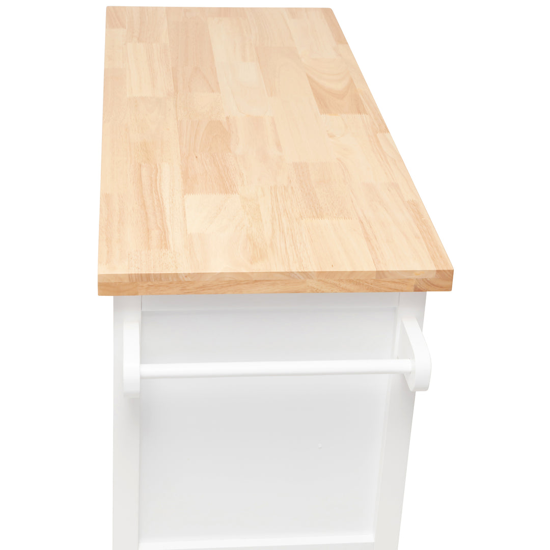 Hamptons Kitchen Island with Solid Wood Top White