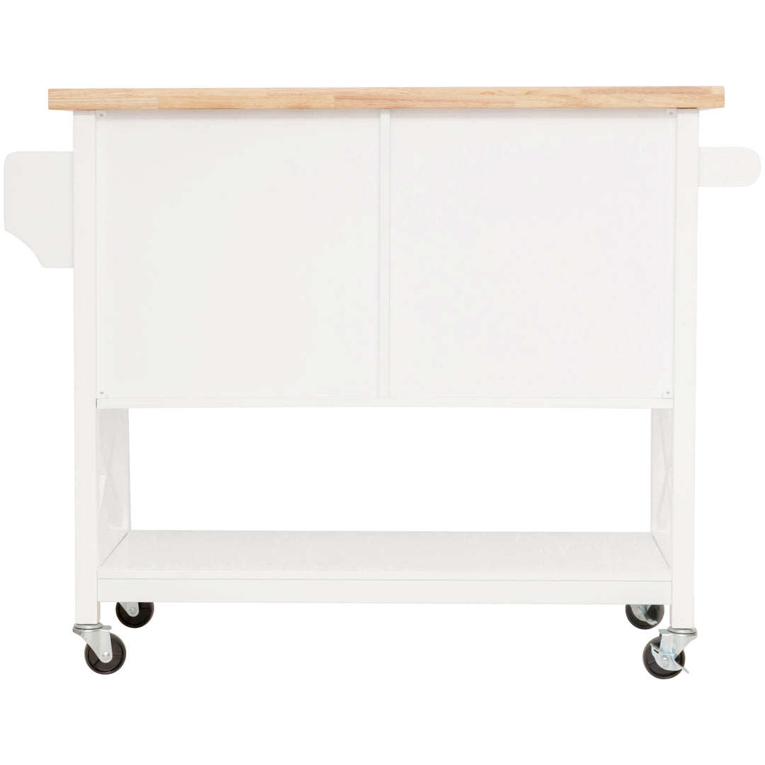 Hamptons Kitchen Island with Solid Wood Top White