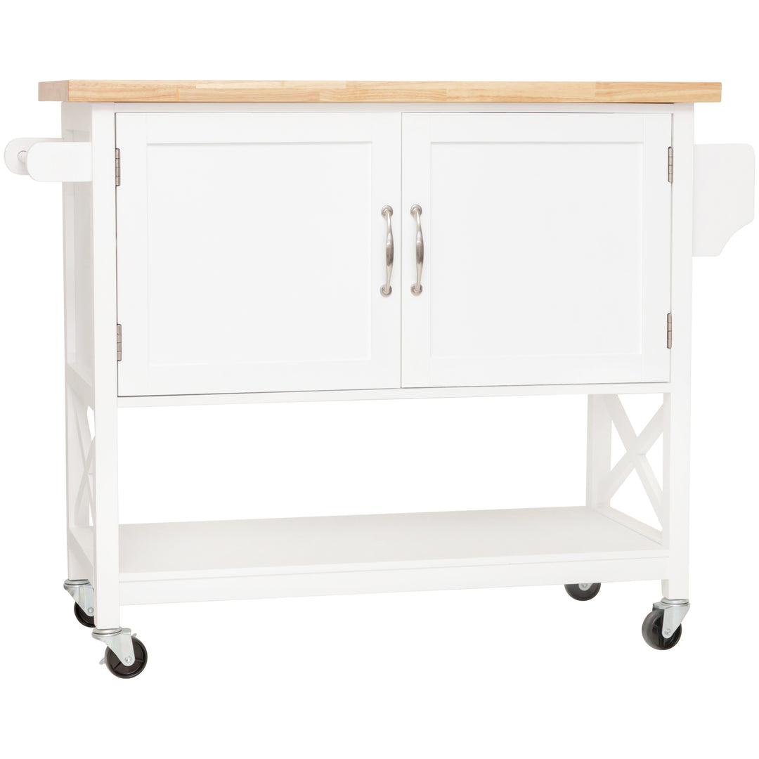 Hamptons Kitchen Island with Solid Wood Top White