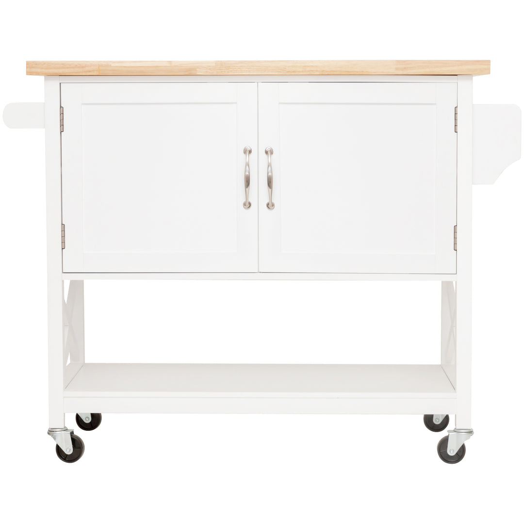 Hamptons Kitchen Island with Solid Wood Top White