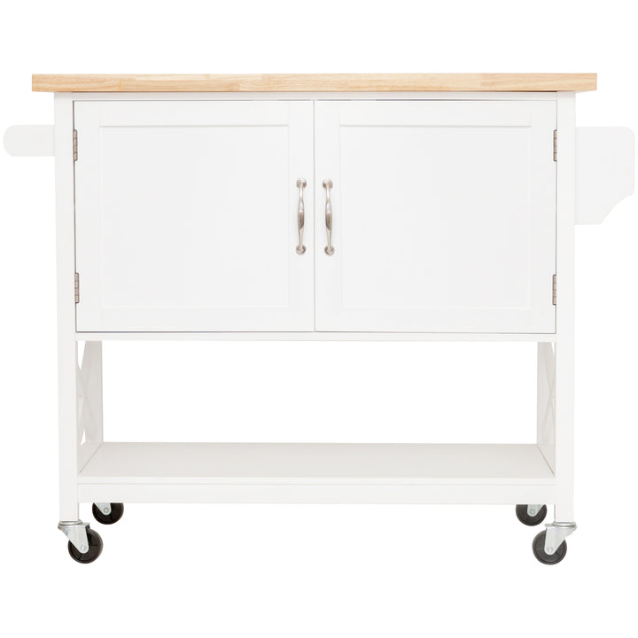 Hamptons Kitchen Island with Solid Wood Top White