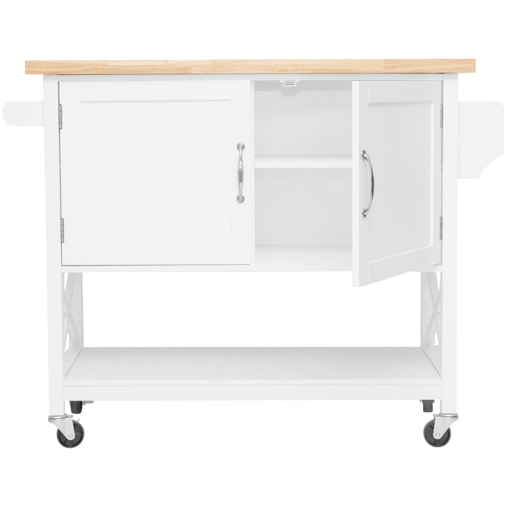 Hamptons Kitchen Island with Solid Wood Top White