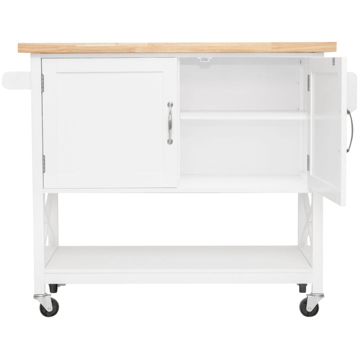 Hamptons Kitchen Island with Solid Wood Top White